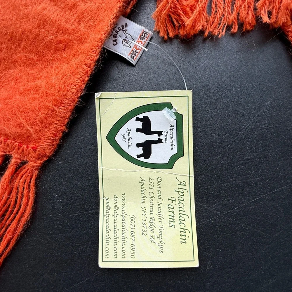Alpaca Camargo Orange Fuzzy Alpaca Wool Scarf Made In Peru New With Tags